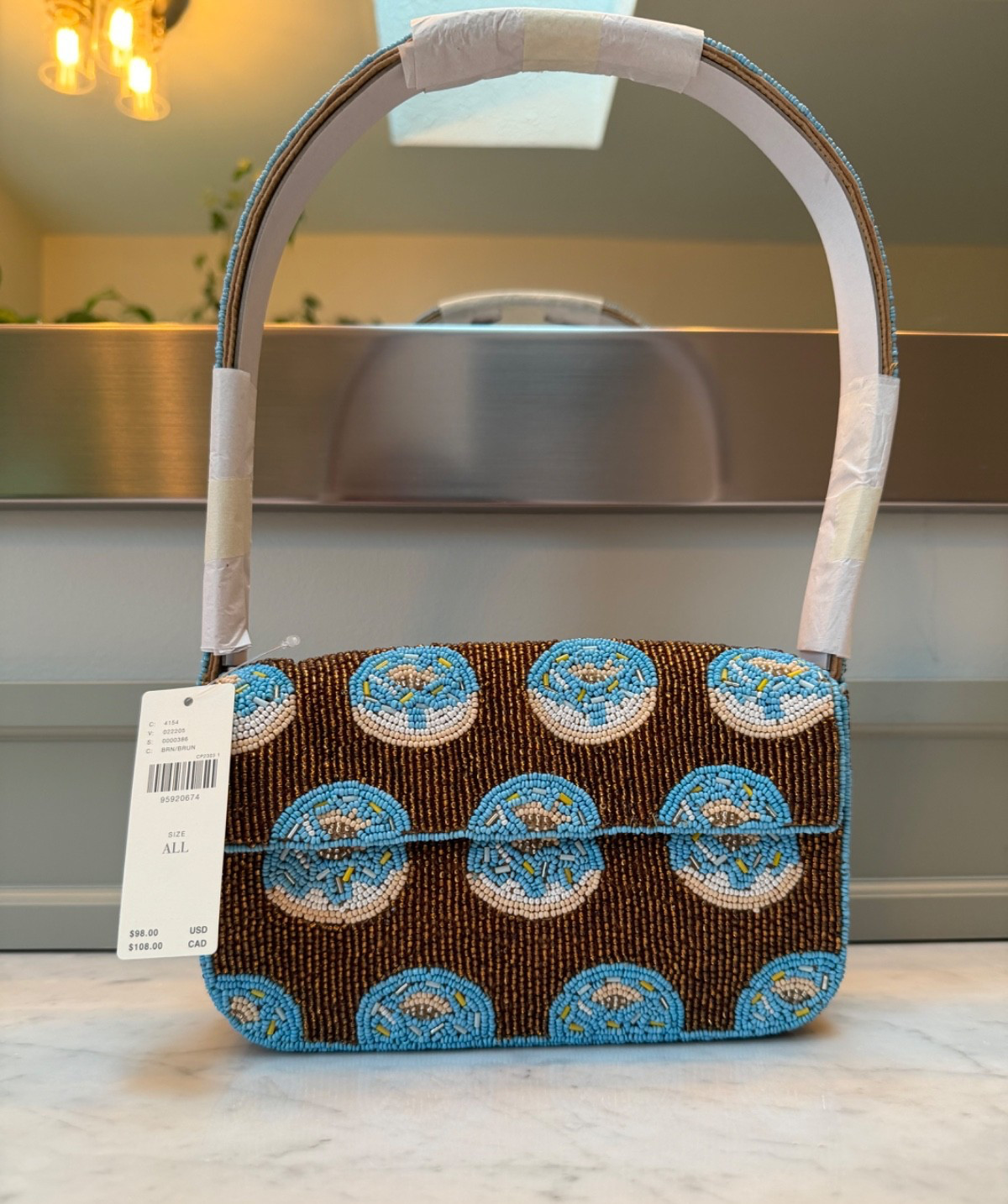 Anthropologie Donut / Doughnut Fiona Icon Beaded Bag / Purse NWT