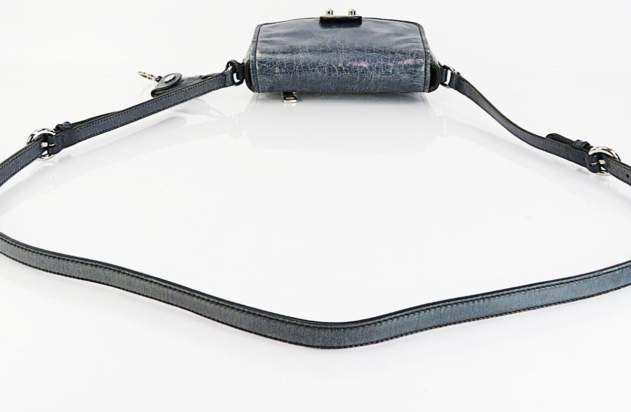 Authentic MIU MIU Blue Leather Shoulder Crossbody Bag Purse #61803
