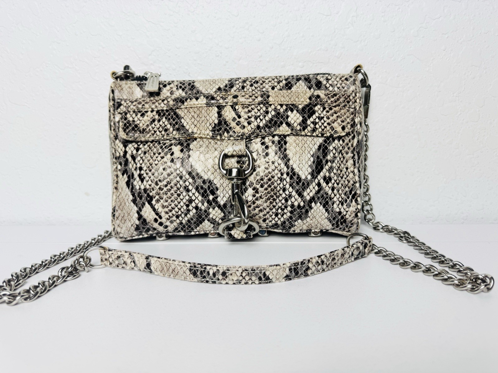 Rebecca Minkoff Mini Mac Snake Print Leather Chain Strap Shoulder Crossbody Bag