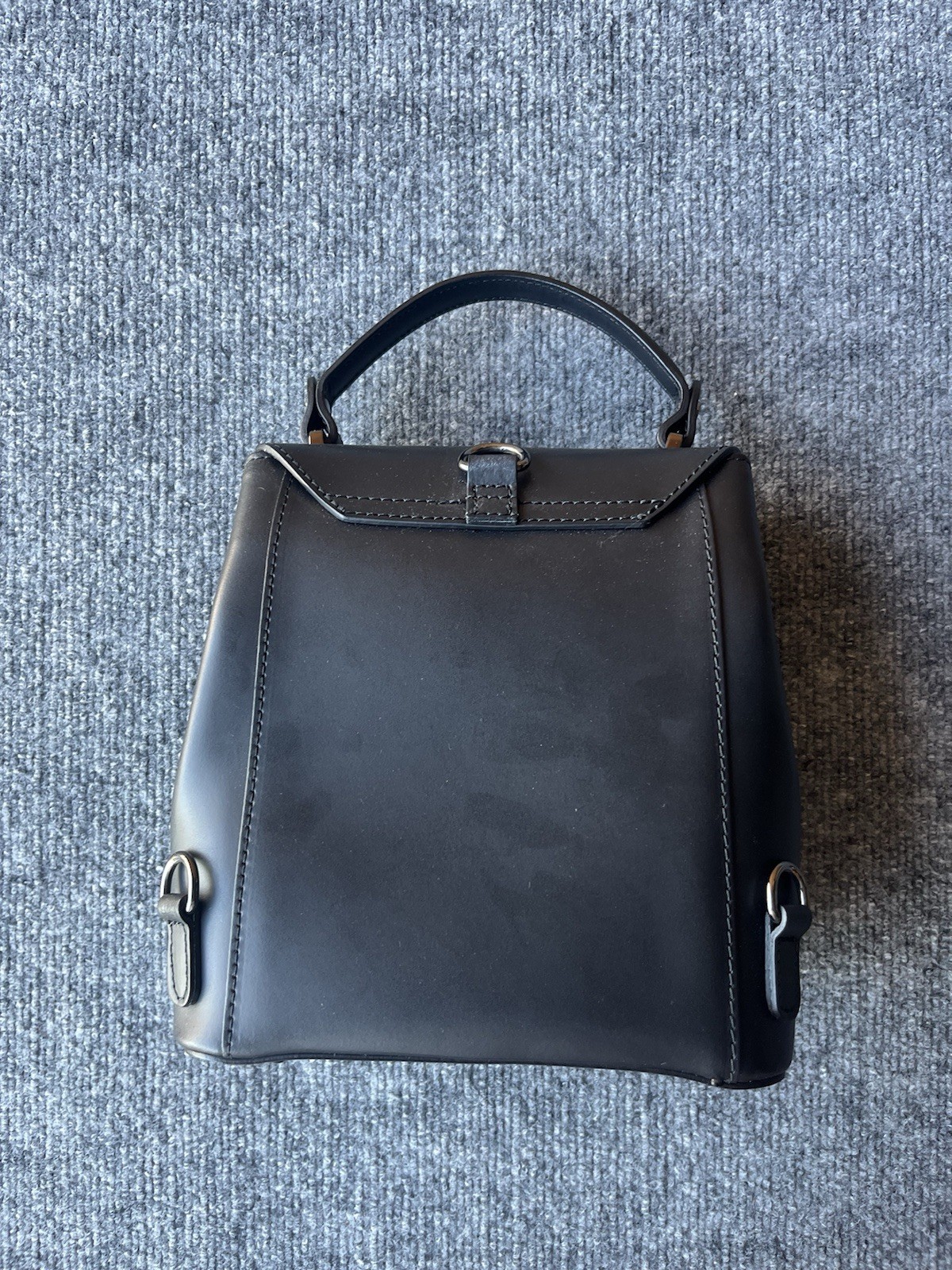 Cielo Celeste Italian Black Leather Convertible Backpack Shoulder Handle Bag