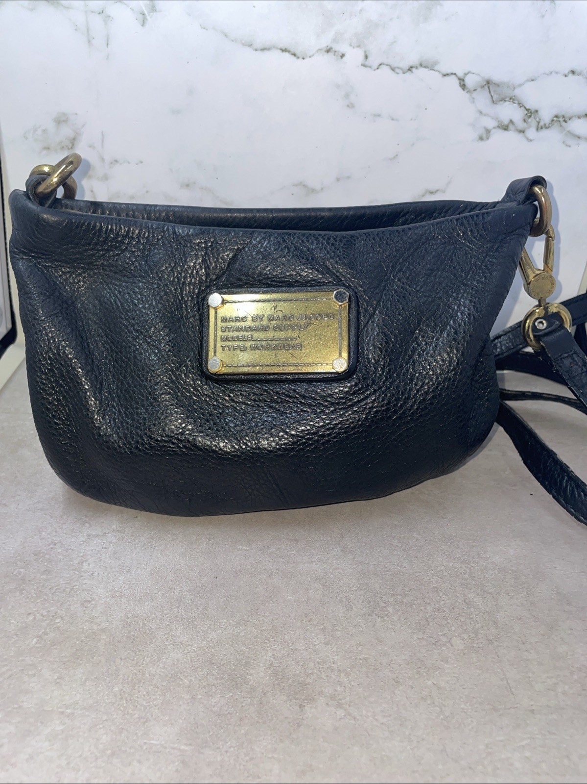 Marc By Marc Jacobs Black Mini Crossbody Black Gold Plate Leather