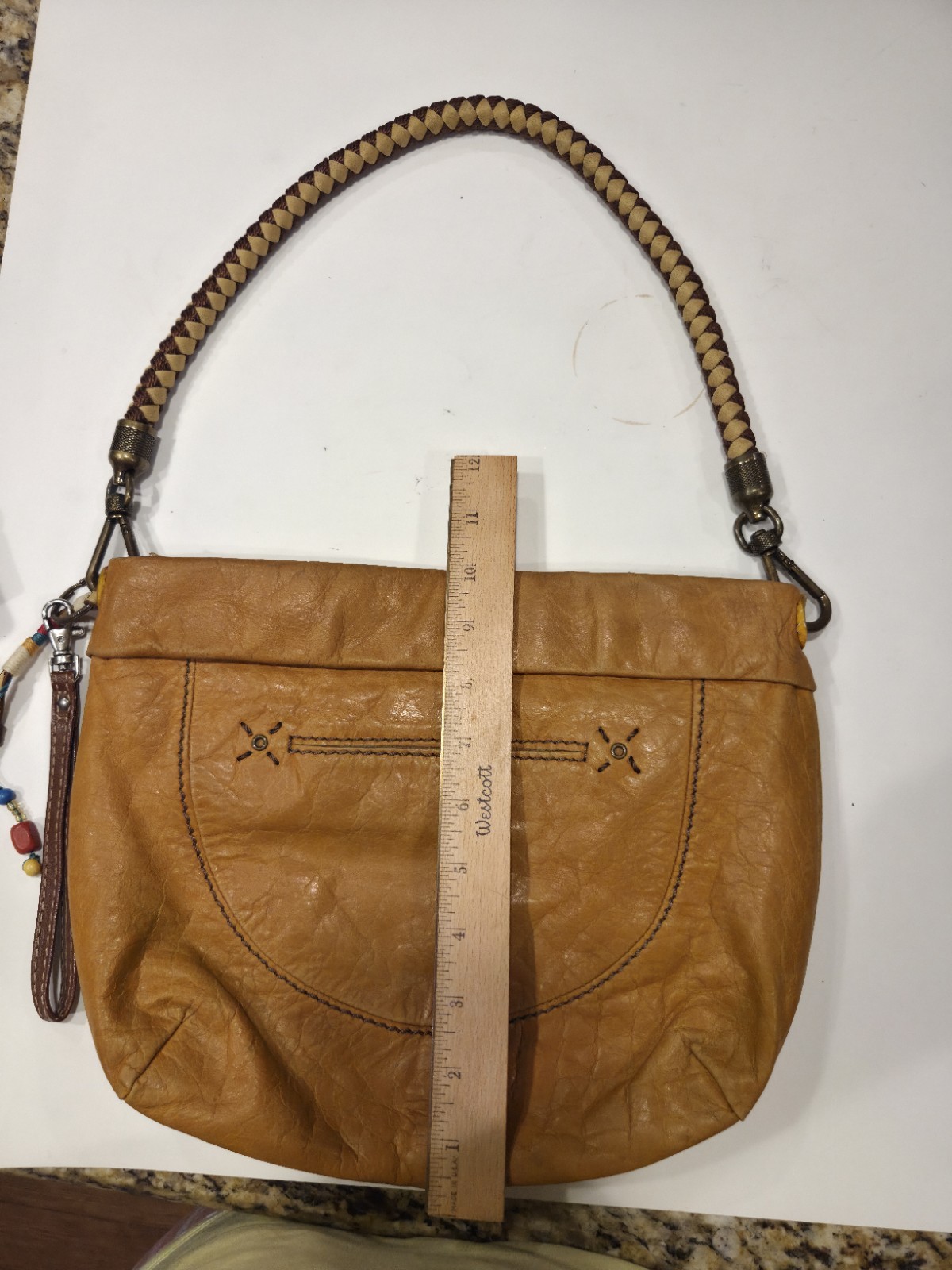 The Sak Indio Demi Shoulder Bag Genuine Leather Yellow Honey Hobo Braided Strap
