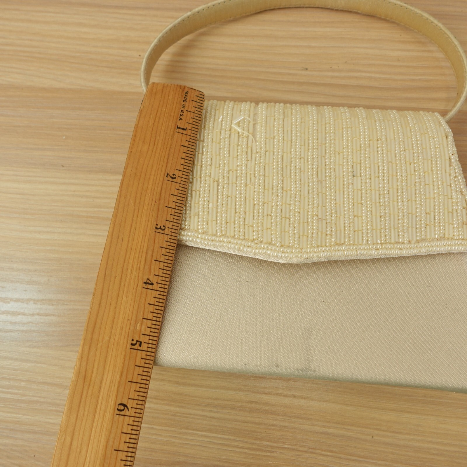 Bijoux Terner Evening Top Handle Off White Pearl Beaded Mini Bag VINTAGE DEFECT