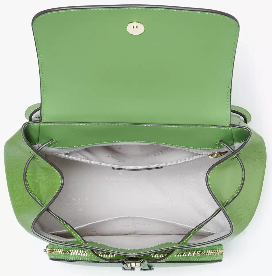 Kate Spade Kristi Medium Flap Backpack Turtle Green Leather KA695 NWT $379 FS