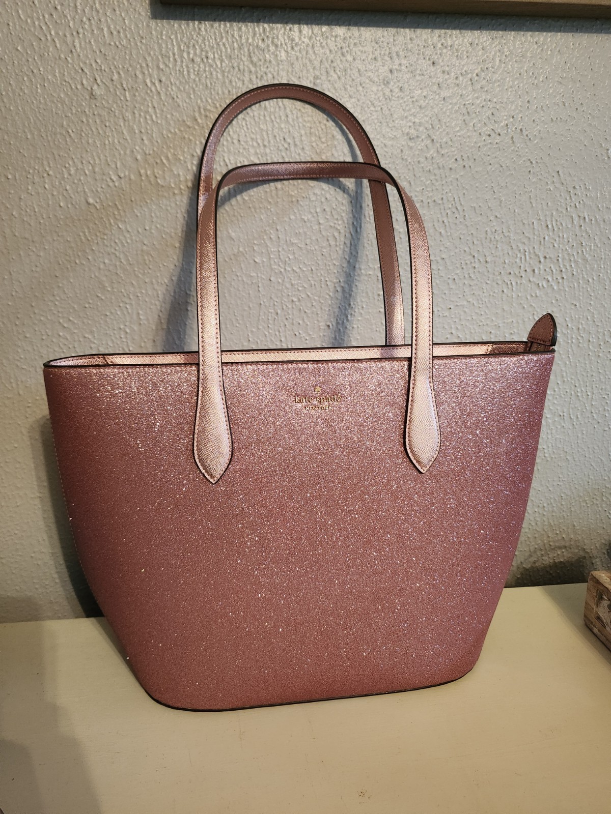 Kate Spade New York Mitten Pink Glimmer Leather Satchel Handbag NWT Retail $329