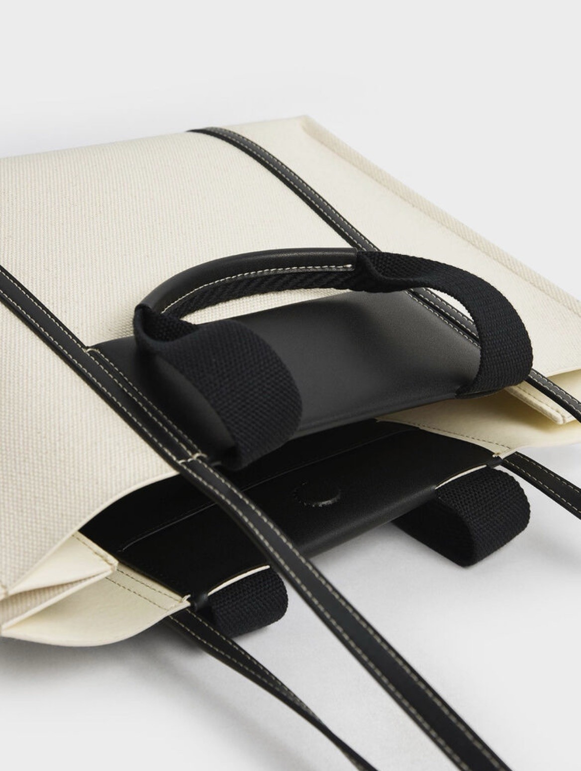 CHARLES & KEITH Shalia XL Tote Bag Multicolor Colorblock Magnetic Double Handle