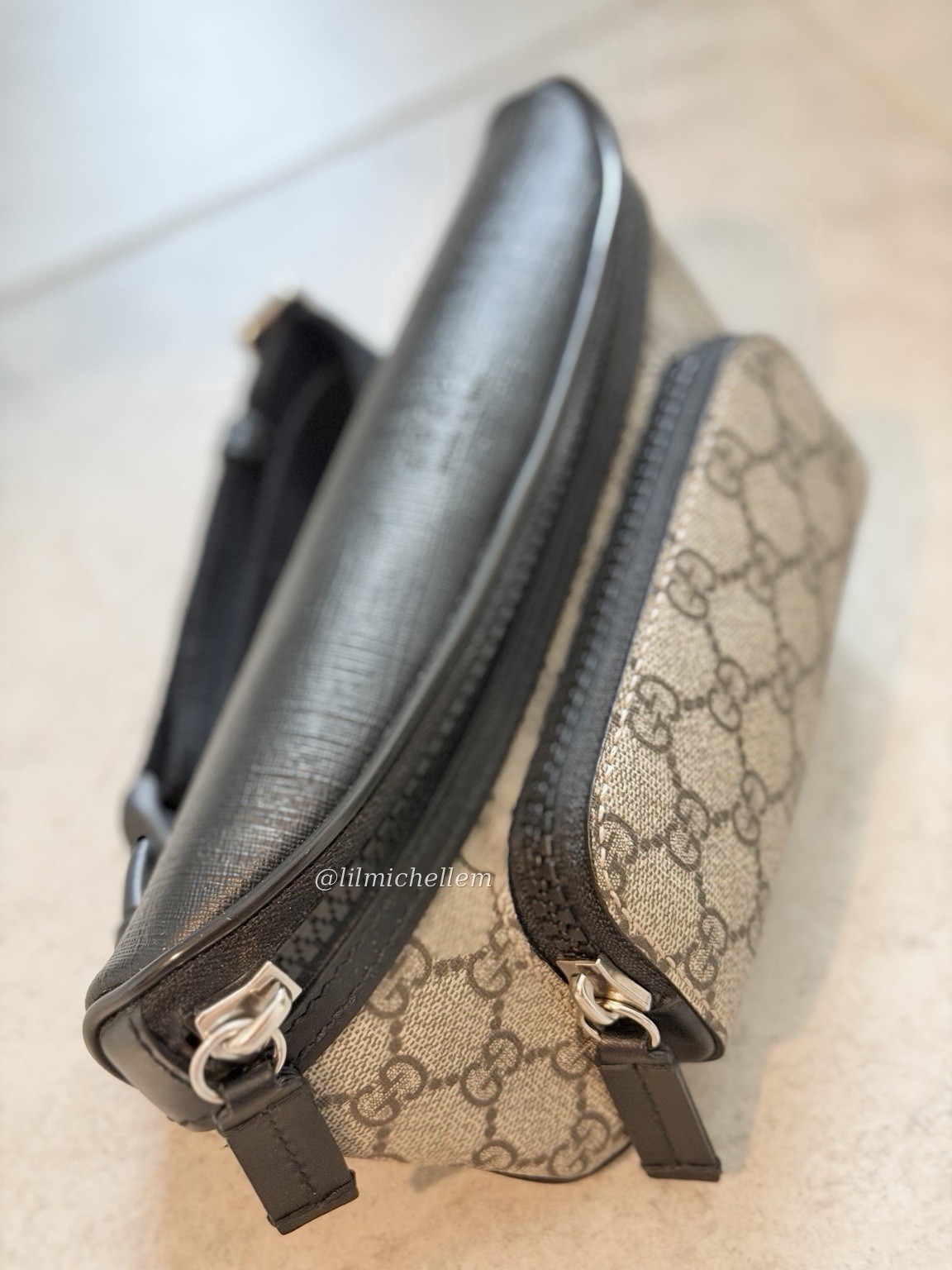 Authentic Gucci GG Supreme Eden Belt Bag Brown Canvas with Black Trim