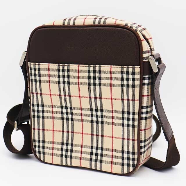 Burberry Nova Check Canvas PVC Leather Shoulder Crossbody Bag Auth