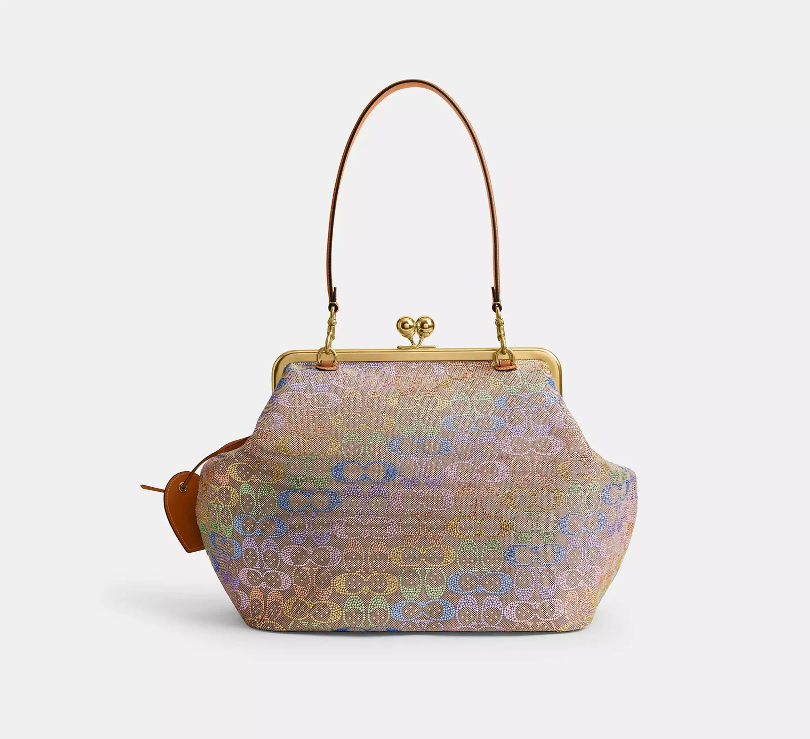 Coach Large Kisslock Frame Bag In Crystal Signature Jacquard CCX15
