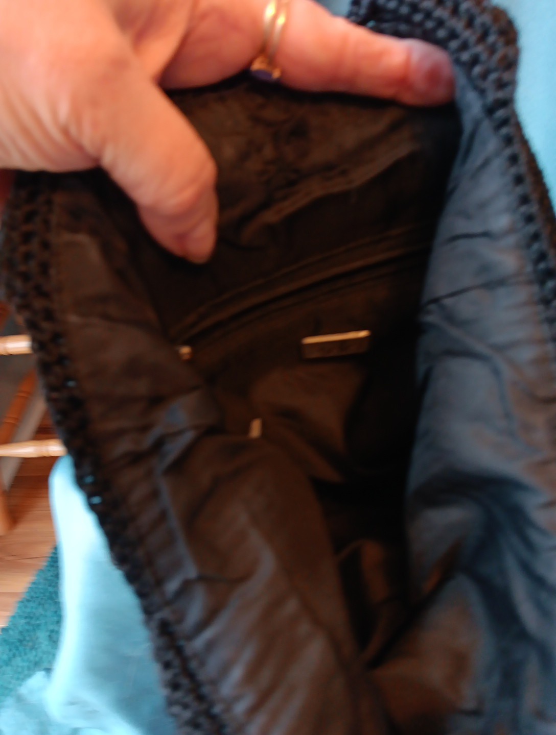 The Sak Blacl Crochet Shoulder Bag Needs Magnetic Button Reattached