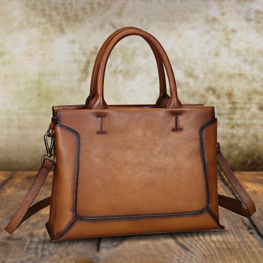 Genuine Leather Satchel for Women Handmade Purse Crossbody Handbags Tote Bag