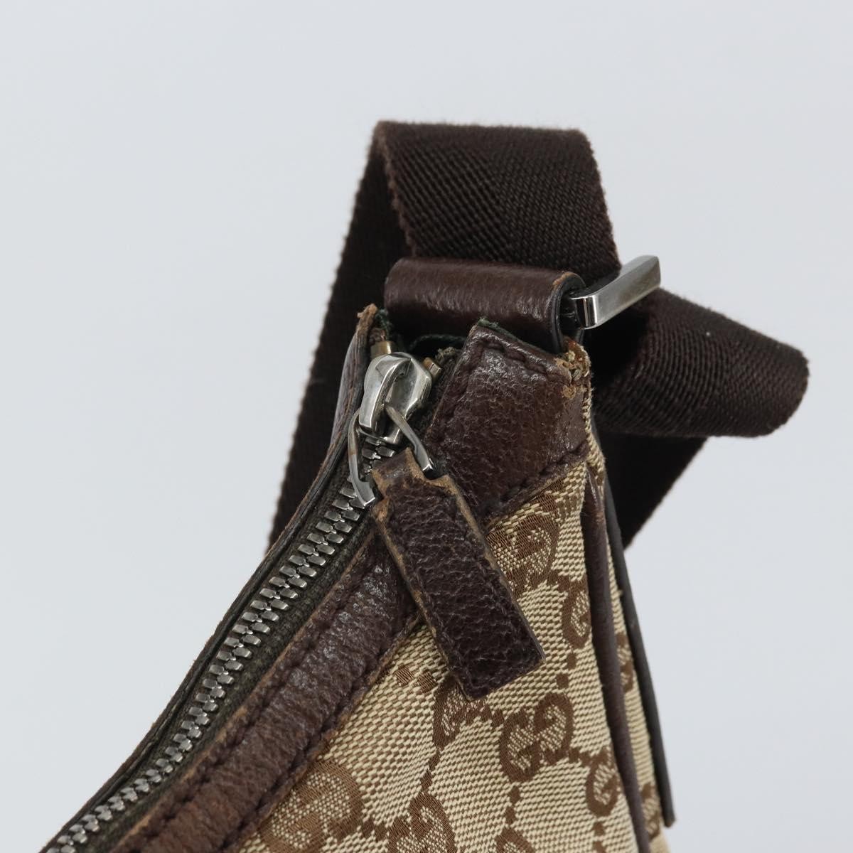 GUCCI GG Canvas Shoulder Bag Beige Silver 114272 Auth mr1759