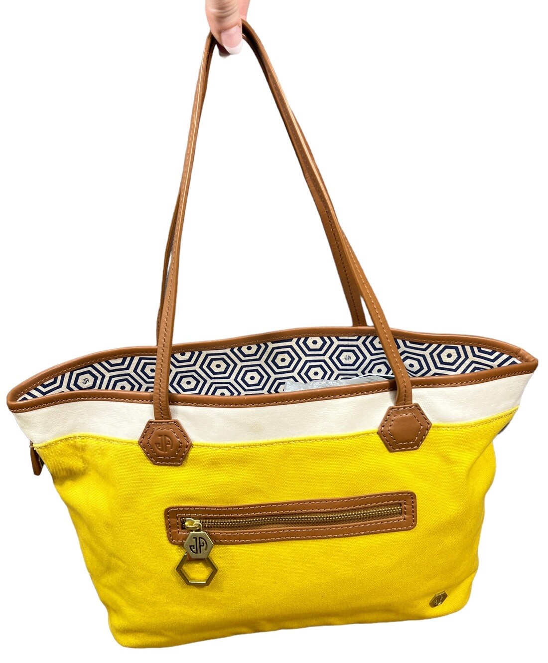 Jonathan Adler Yellow Princess Canvas Leather Tote Bag MSRP $198.00