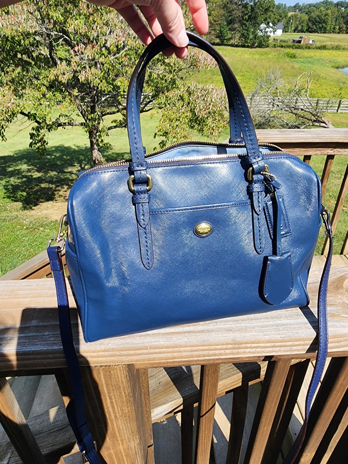 Coach Peyton Nancy Navy Blue Satchel Crossbody