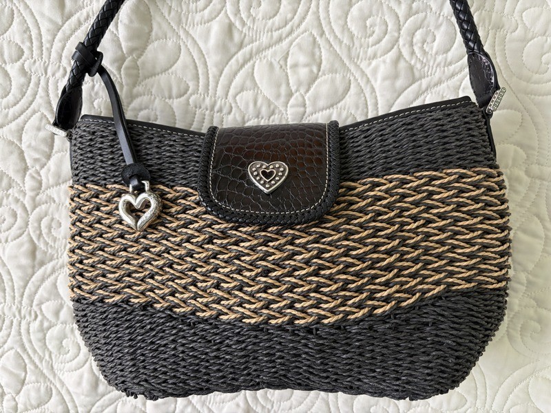 Brighton Savannah Straw Tote Basket-Weave/Woven – Black/Beige – Handbag Purse👀
