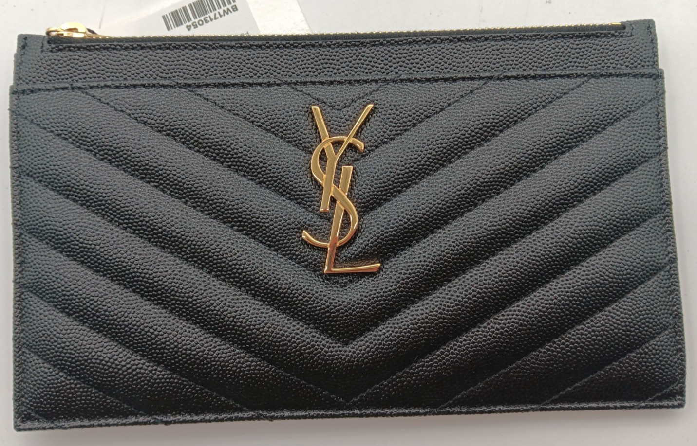 Saint Laurent | Grain De Poudre Chevron Monogram Bill Pouch | Black | 8in