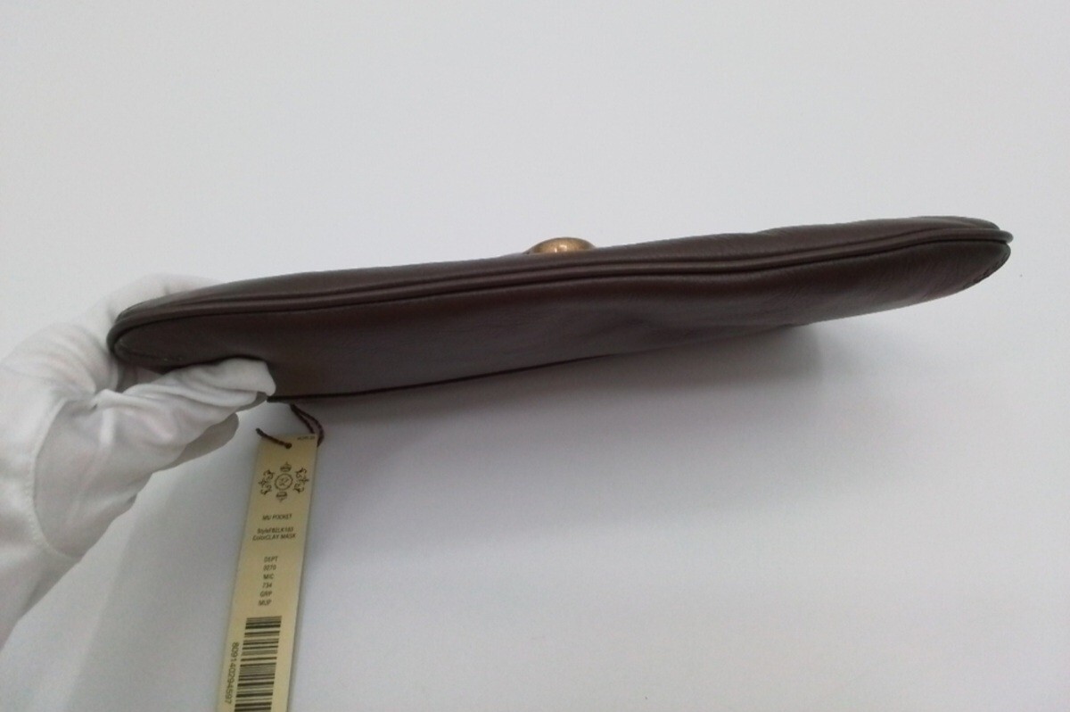 NWT Kate Landry Clay Mask Gray/Tan MU POCKET Clutch Purse Bag *Read*
