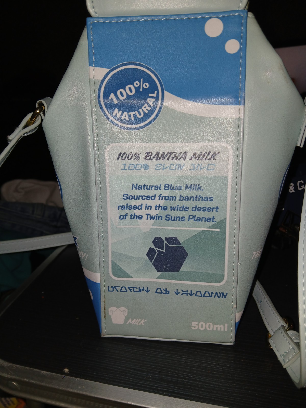 Star Wars Blue Milk carton figural crossbody bag designed by Bioworld, featuring