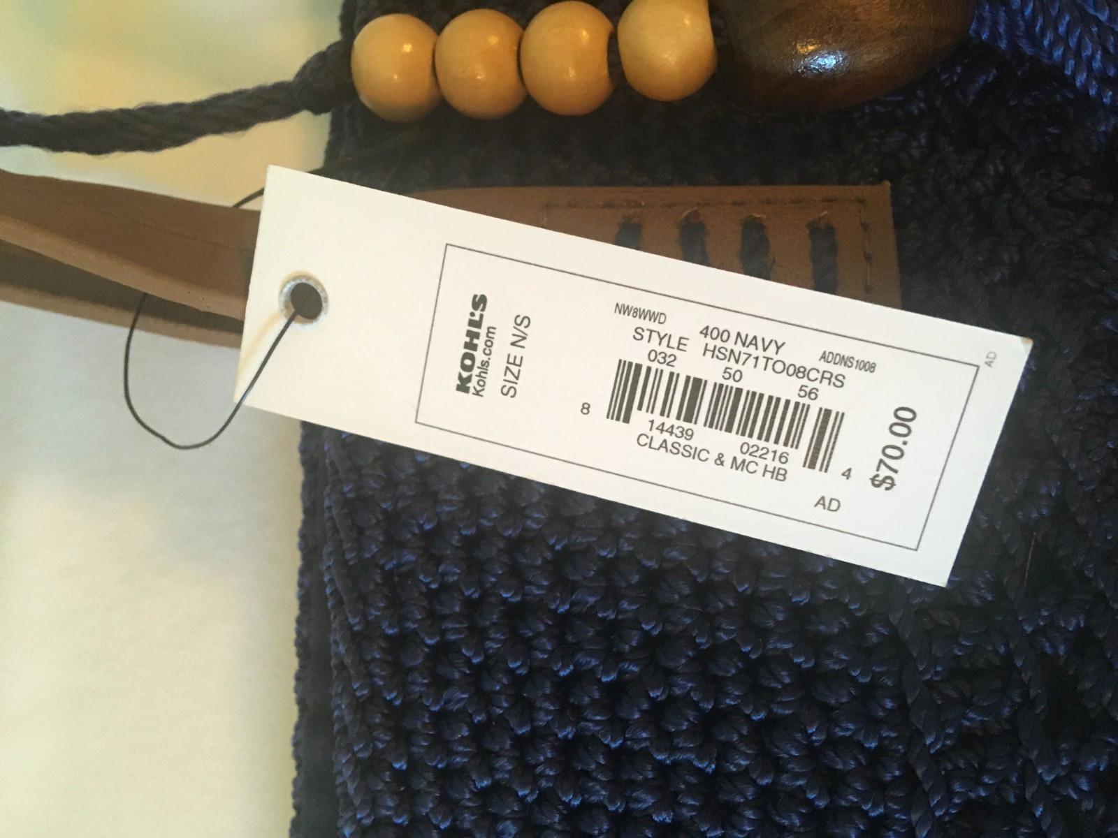 SONOMA TOTE BAG, WOVEN POLYESTRING, NAVY BLUE, INT. POCKETS, NEW WITH TAGS