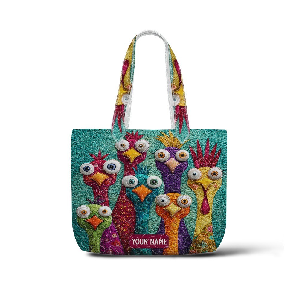Personalized Chicken Farmer Quilt Tote Bag Quilted Shoulder Bag for Women Gift