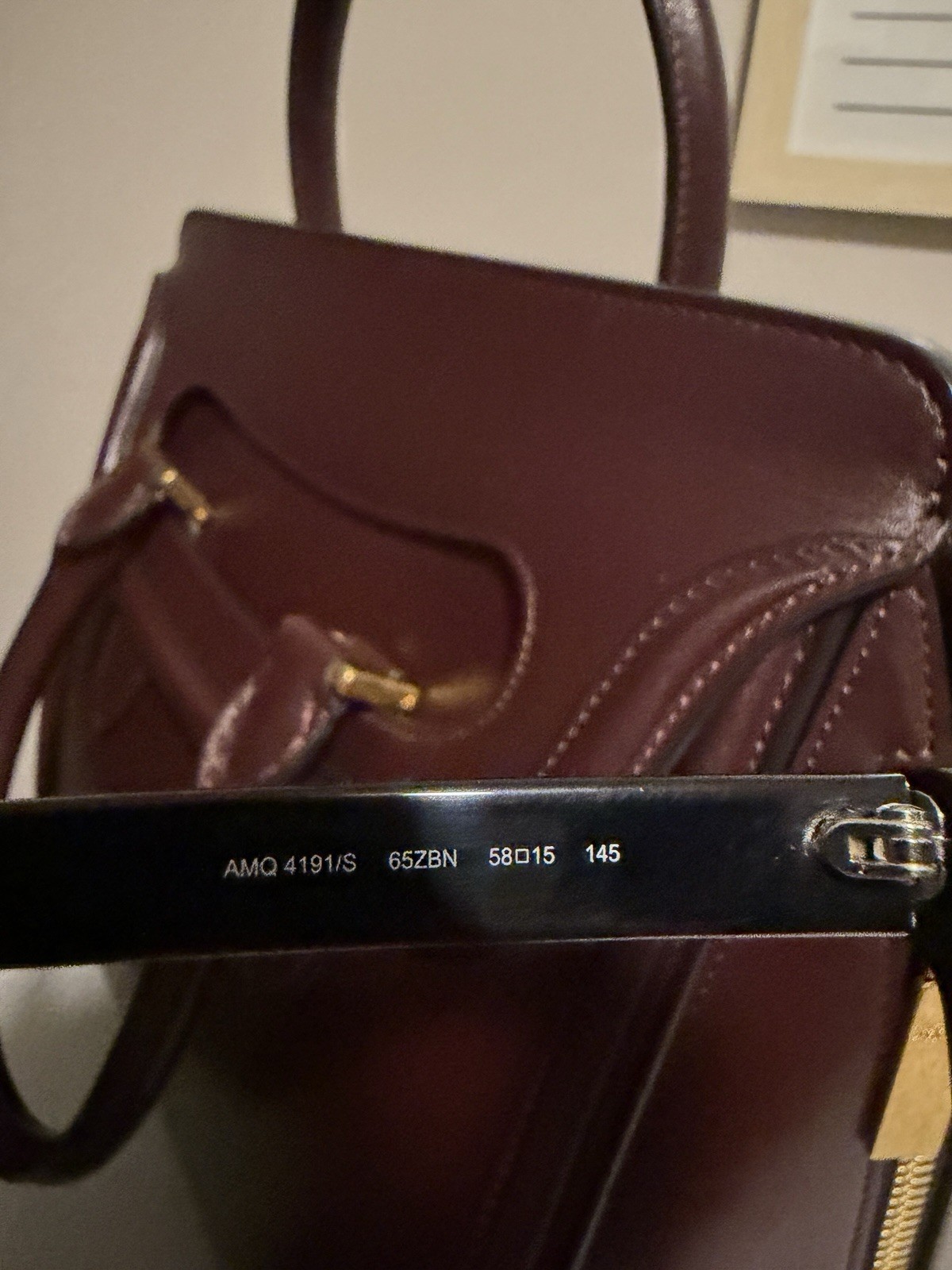 SLIGHTLY USED Alexander McQueen Dark Burgundy Leather Heroine Satchel & Glasses
