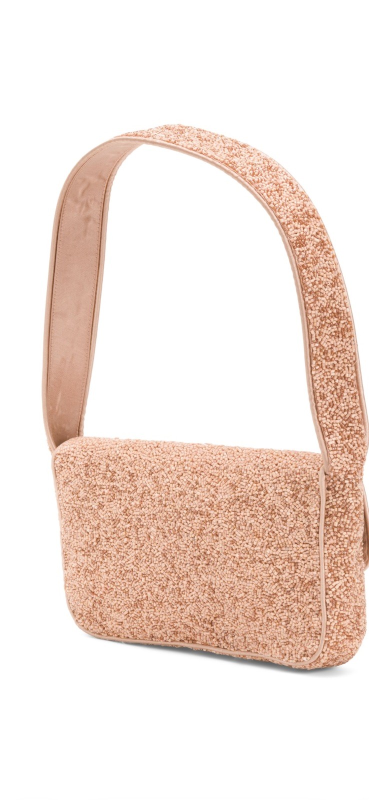 Handcrafted in India Peach Ski Beaded Clutch Shoulder Purse Bag NWT Viral