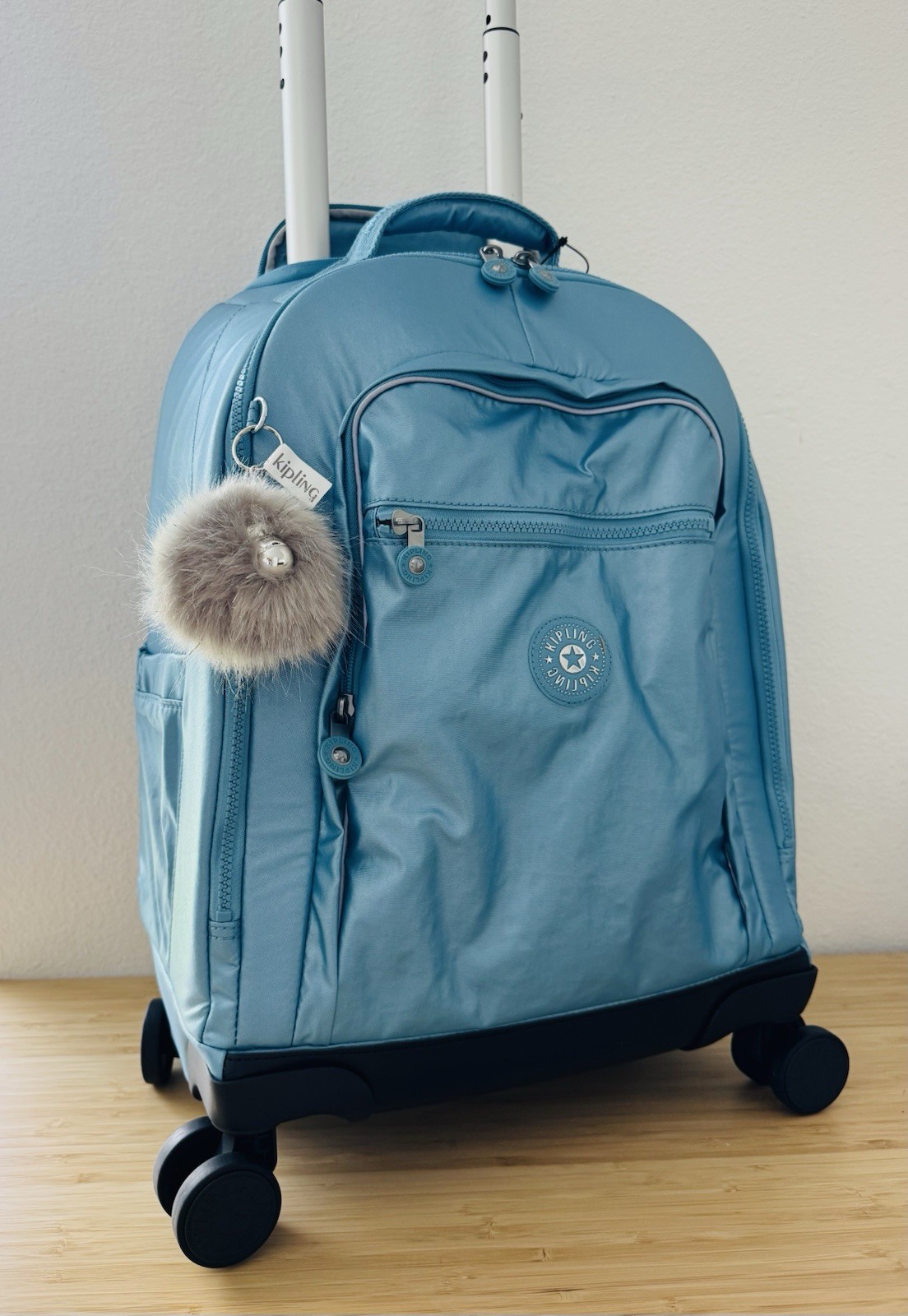 Kipling New Zea Metallic Laptop 4 Rolling Backpack Aqua Tides