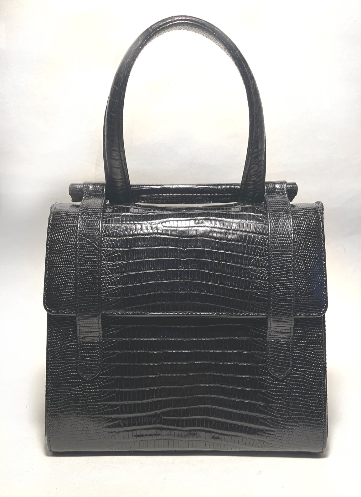 Worn Once SERGIO ROSSI Lizard Pattern SMALL Purse/BAG Black LEATHER $1200