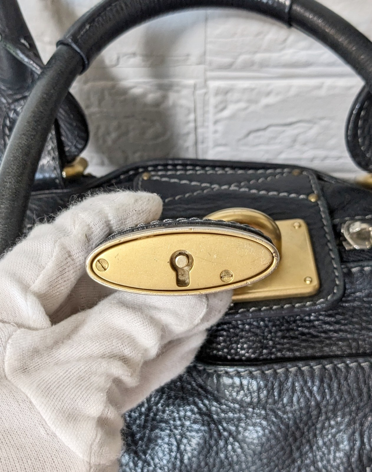 Chloe Paddington Black Leather Satchel Bag w/ Padlock & Key Authentic Vintage✨