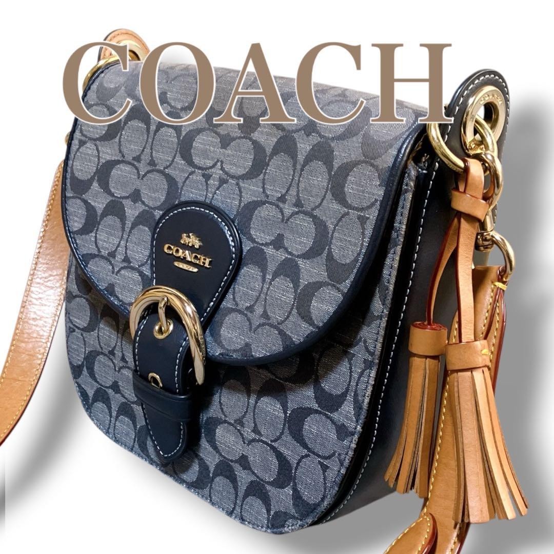 Authentic Coach Signature Denim Crossbody Bag Blue 23cm Women’s Shoulder Bag