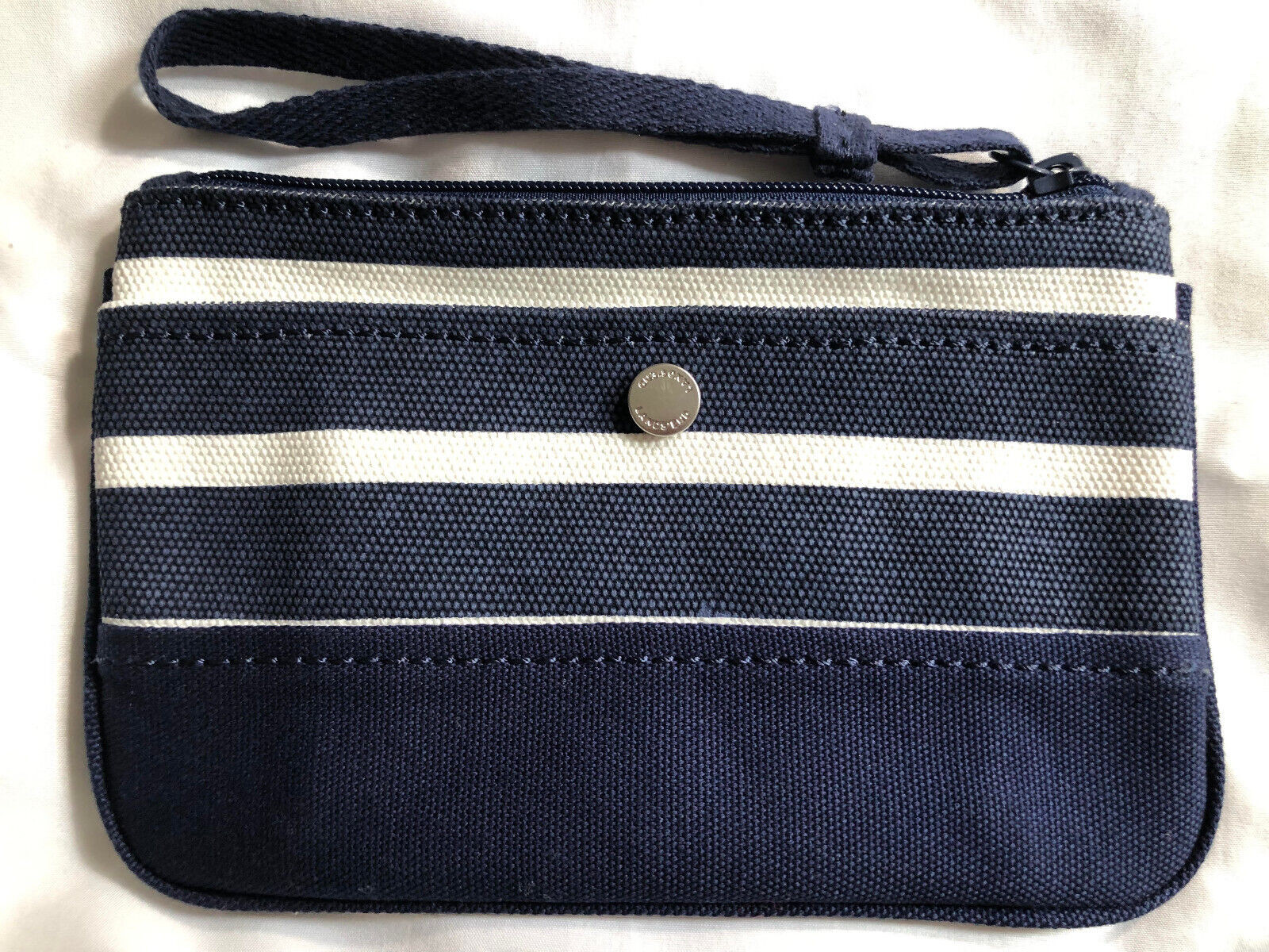 Lands End Canvas Deep Sea Wide Stripe 8″x5″ Small Navy & White Colors
