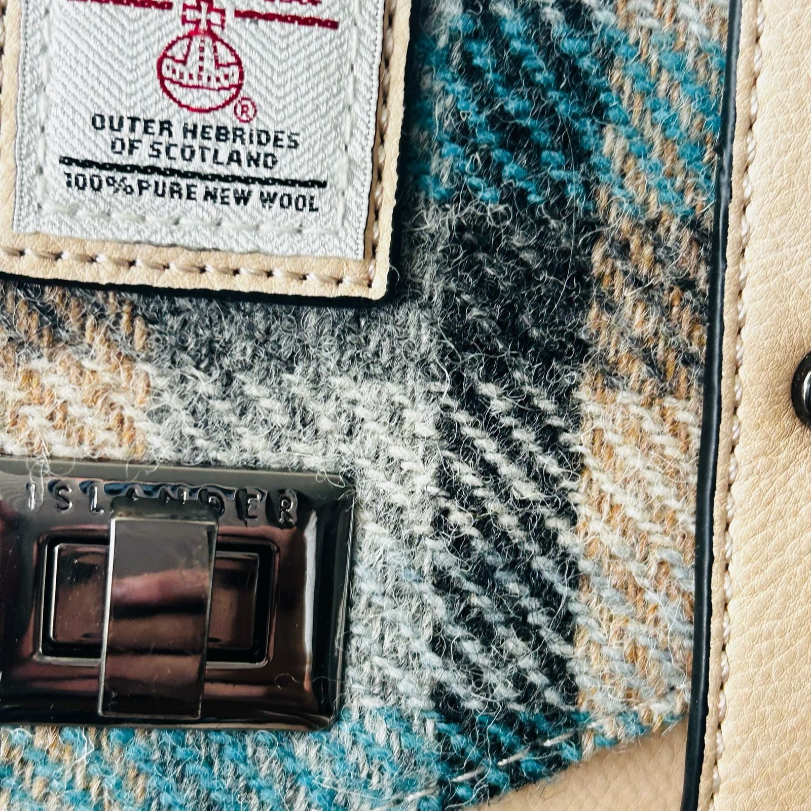 Islander UK Harris Tweed Mini Satchel Handbag in Blue Tartan
