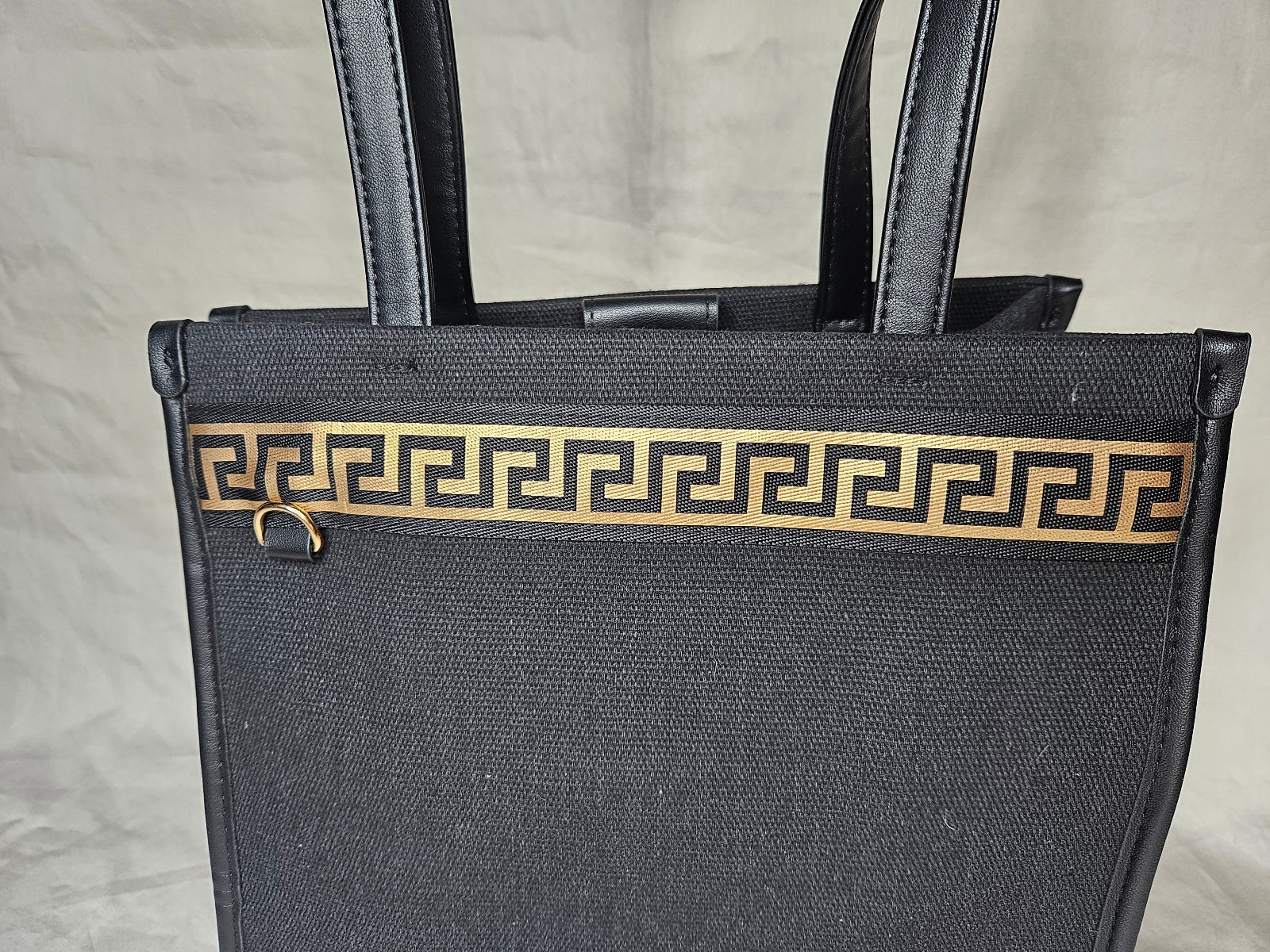 Versace Institutional Tote Bag Crossbody Handbag Black Gold Travel Womens NEW