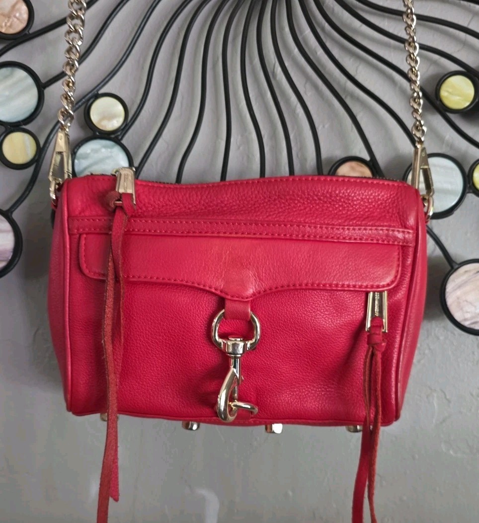 Rebecca Minkoff Mini MAC Leather Crossbody Crimson Red EUC