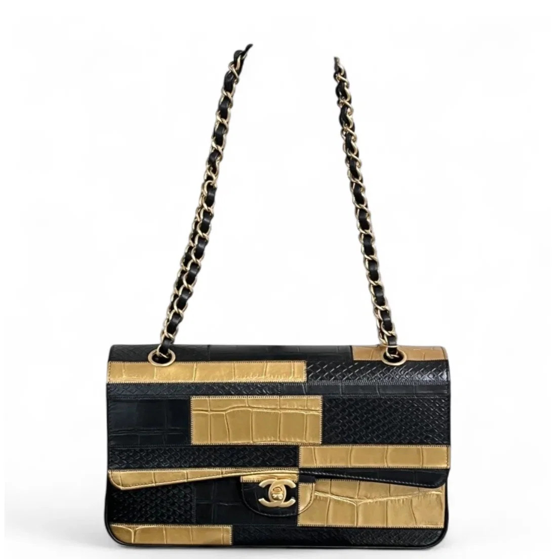 Chanel Medium Double Flap Calfskin Calfskin Crocodile Embossed (zz071726d8r)