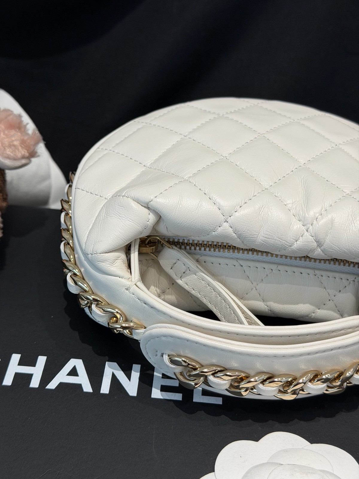 Chanel 23C Hula Hoop Hobo Bag Top Handle Clutch Lambskin Quilted [Duties Paid]