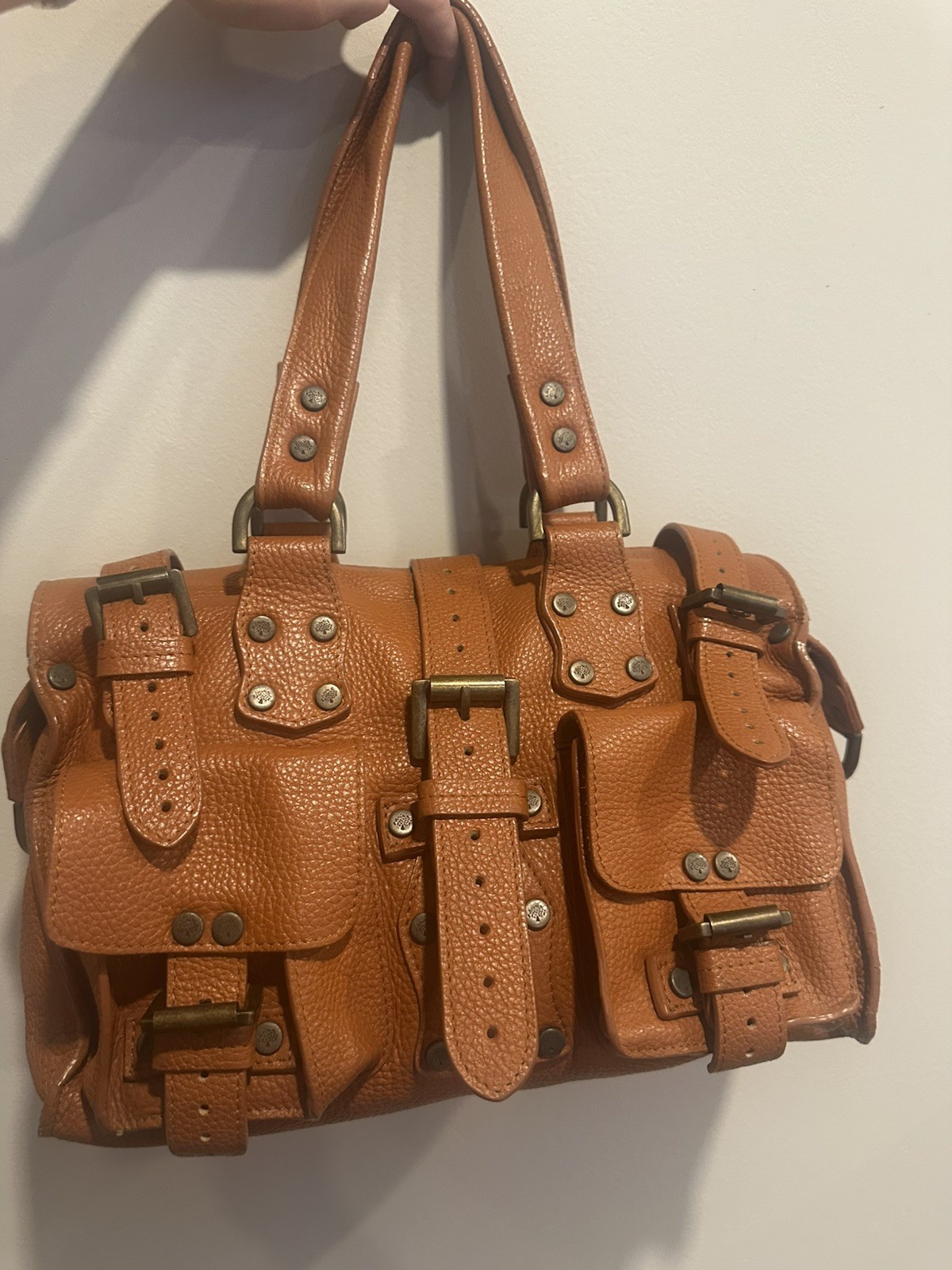 Mulberry Roxanne Tote Leather Bag Handbag Shoulder Bag Metallic Vintage Brown