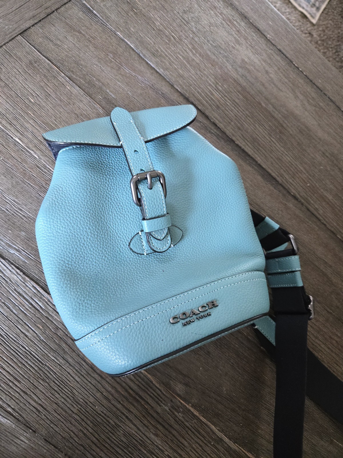 Coach Hudson Small Pack in Teal Pebbled Leather