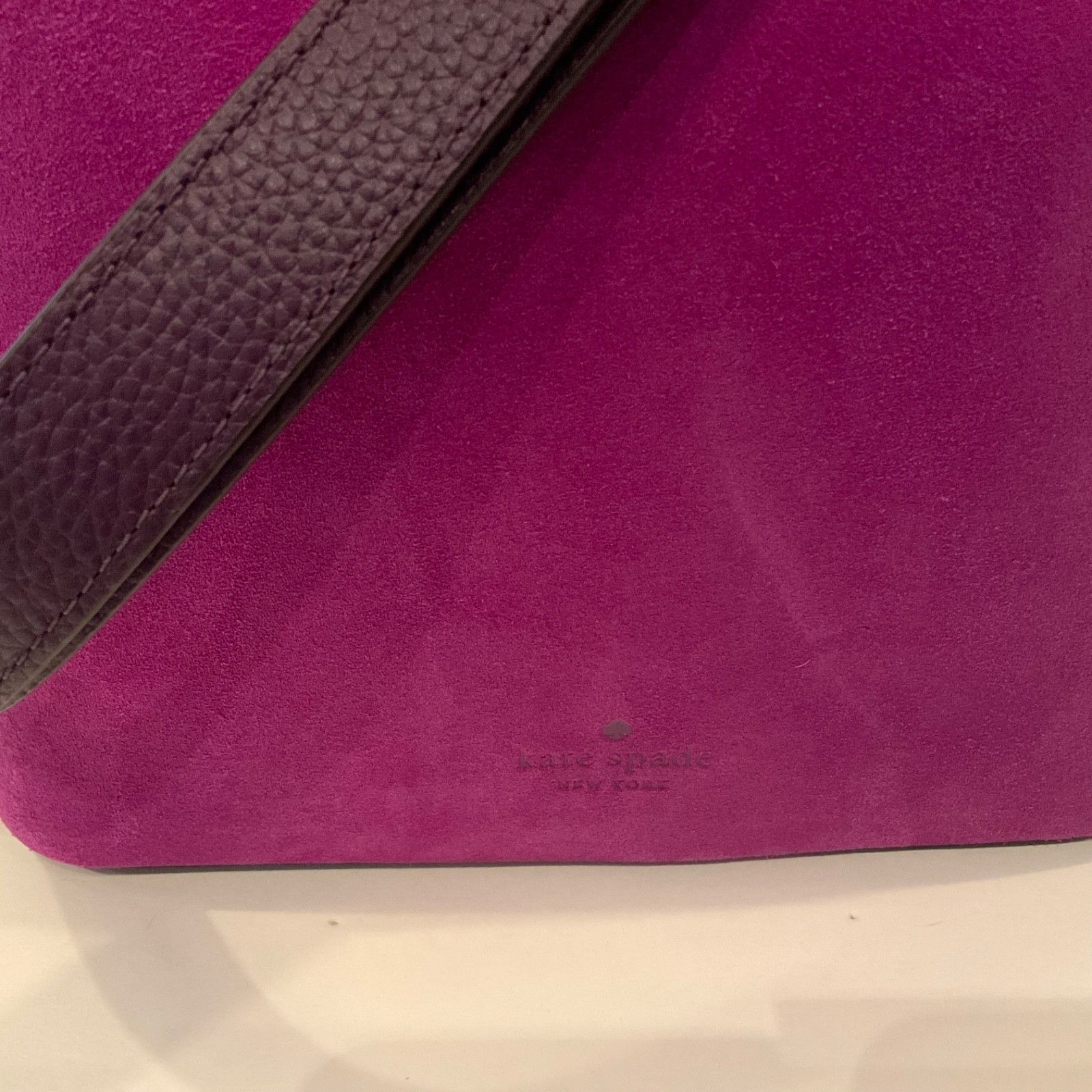 Kate Spade Marti Shoulder Bucket Drawstring Handbag in Magenta Suede