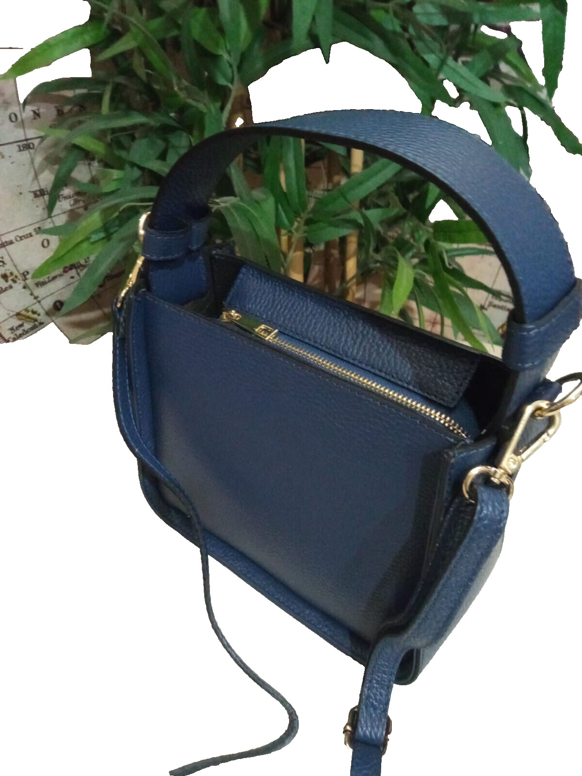 Mini bag bag women girls real leather hand and shoulder strap blue genuine le…