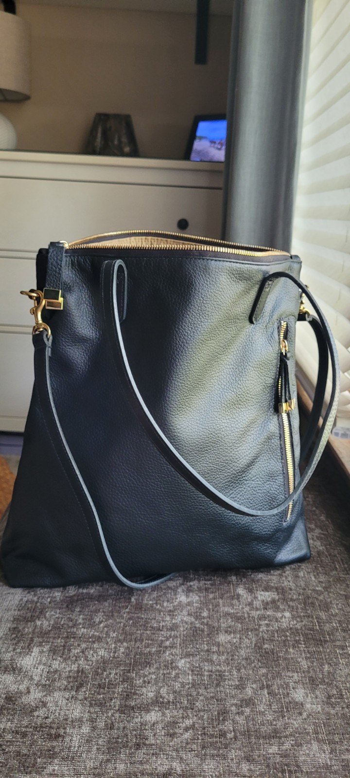 K. Slade Jesse Tote Black Pebbled Leather Shoulder Bag Crossbody Satchel