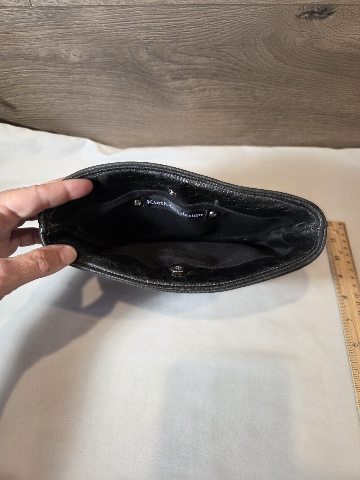 KurtMen Design Croc-Embossed Leather Clutch Gemstone Accents