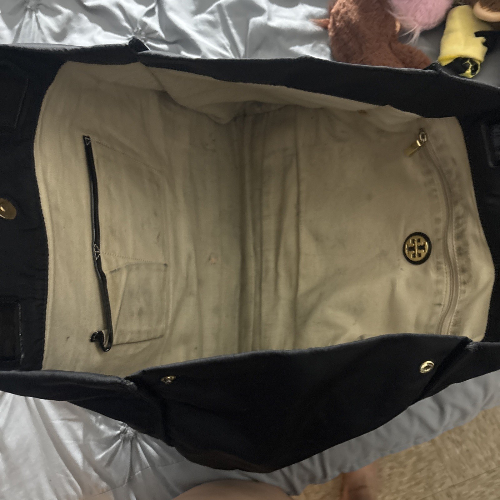 Tory Burch Small Ella Patent Nylon Tote Bag Black