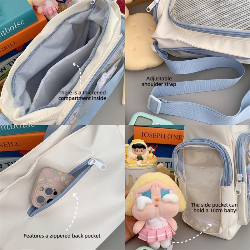 Trendy Transparent Ita Bag Large Capacity Crossbody Shoulder Bag School Fashion