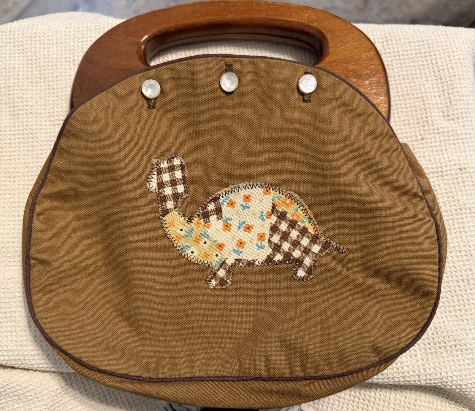 Mini Wooden Handle Button Cover Purse With 1 Extra Purse Cover