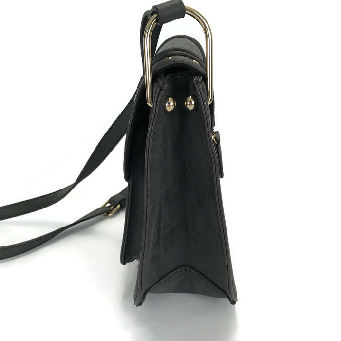 Franco Sarto Purse Gray Tassel Shoulder Back Cross body Gold Studs Pockets Snaps