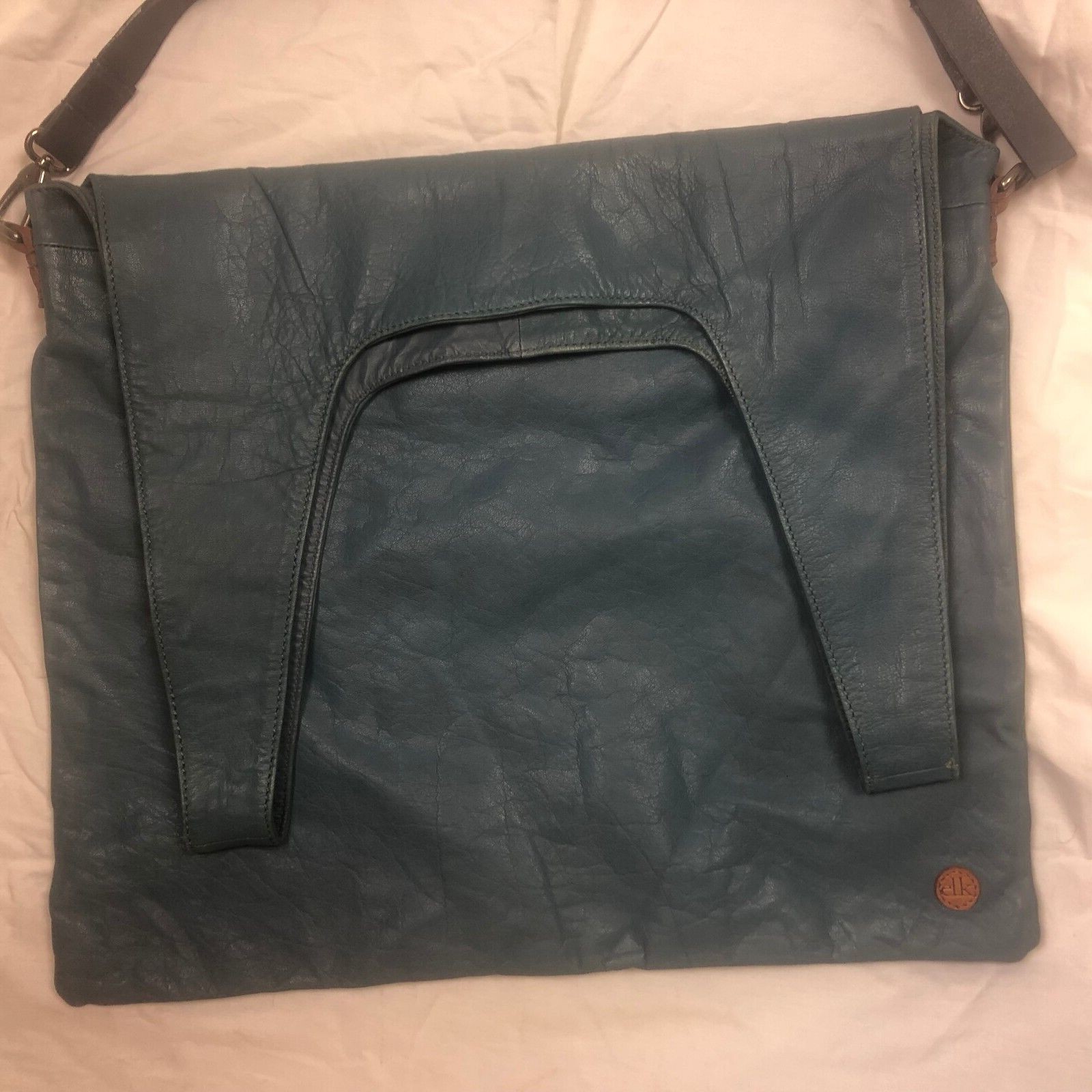 ELK THE LABEL Tote Bag Genuine Leather Large Turquiose Messenger Hand