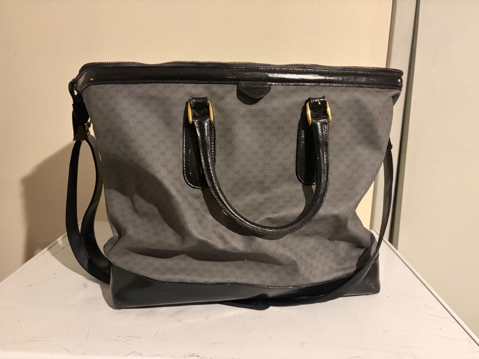 1980 vintage Gucci accessory collection micro GG monogram soft sided suitcase