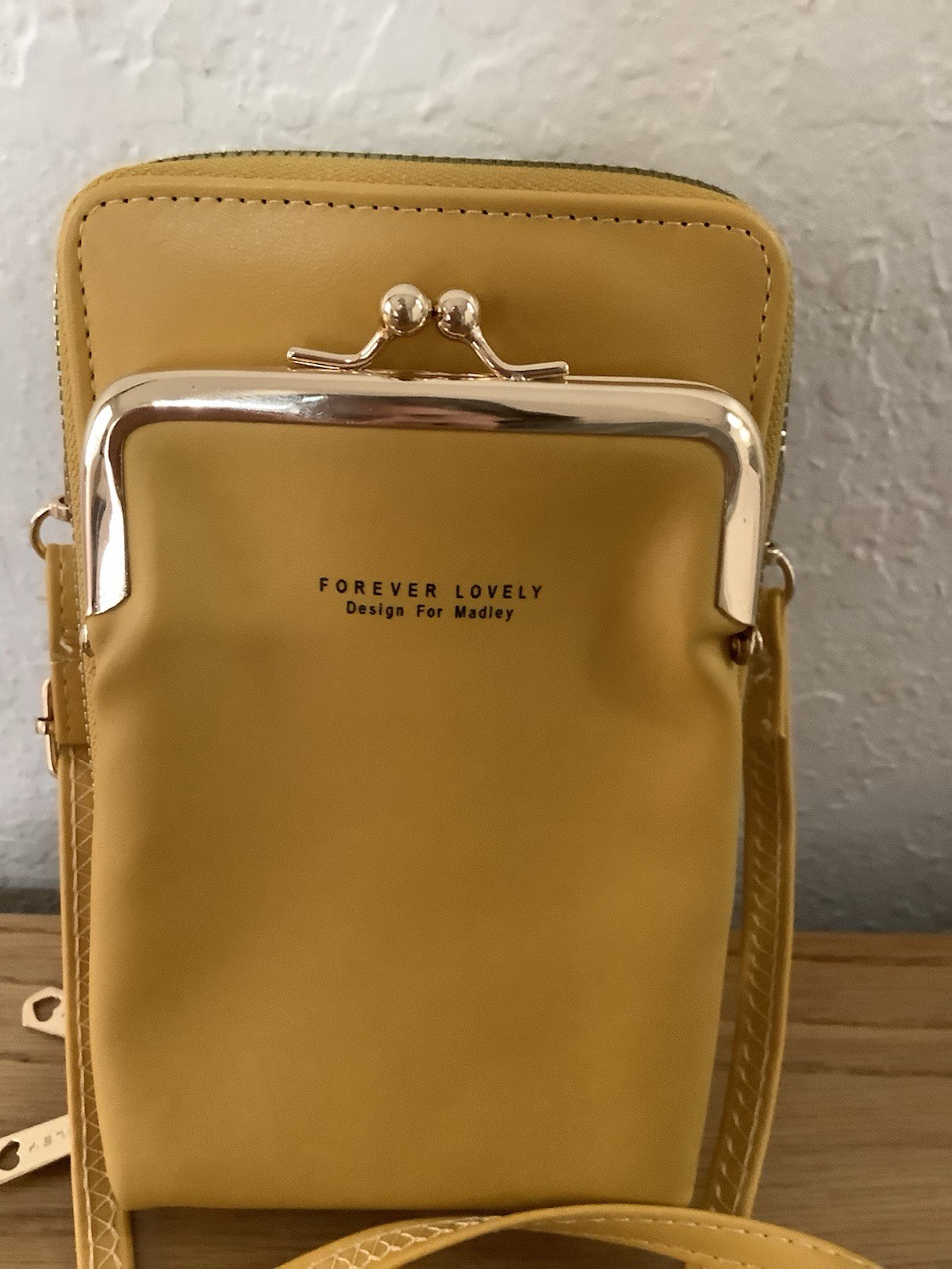 Forever Lovely Design for Madley: YELLOW Crossbody Clutch, Removable Strap