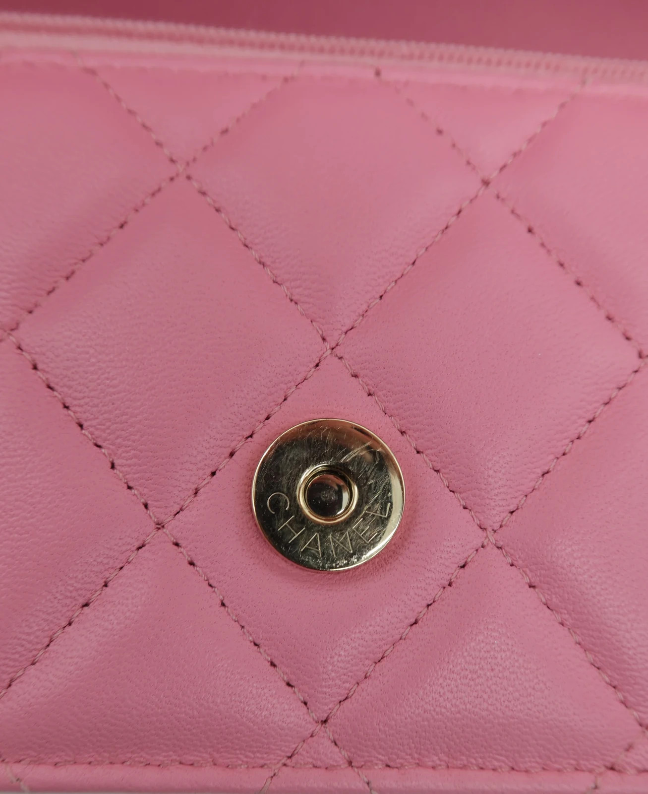CHANEL Lambskin Quilted Mini Top Handle Flap Bag in Pink